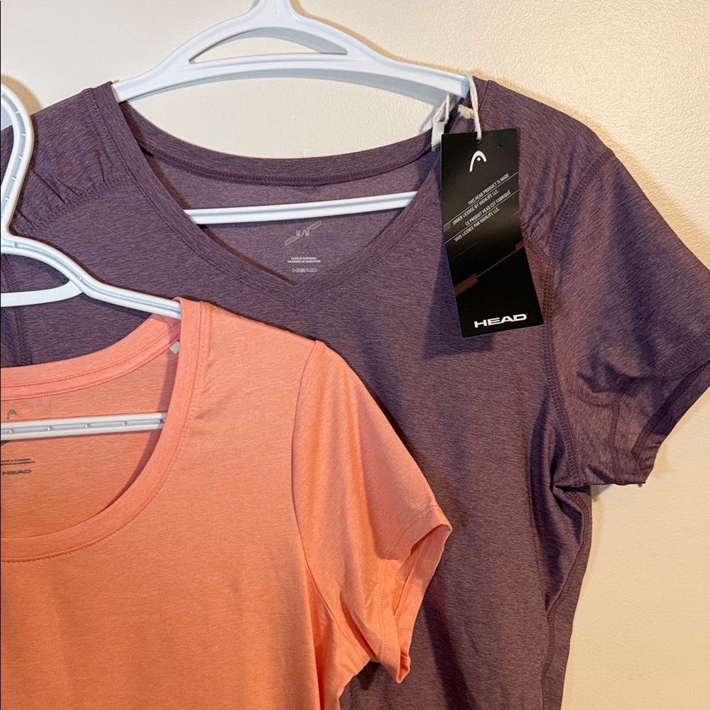 HEAD Women's Short Sleeve Tops in Purple and Peach | 2-pack